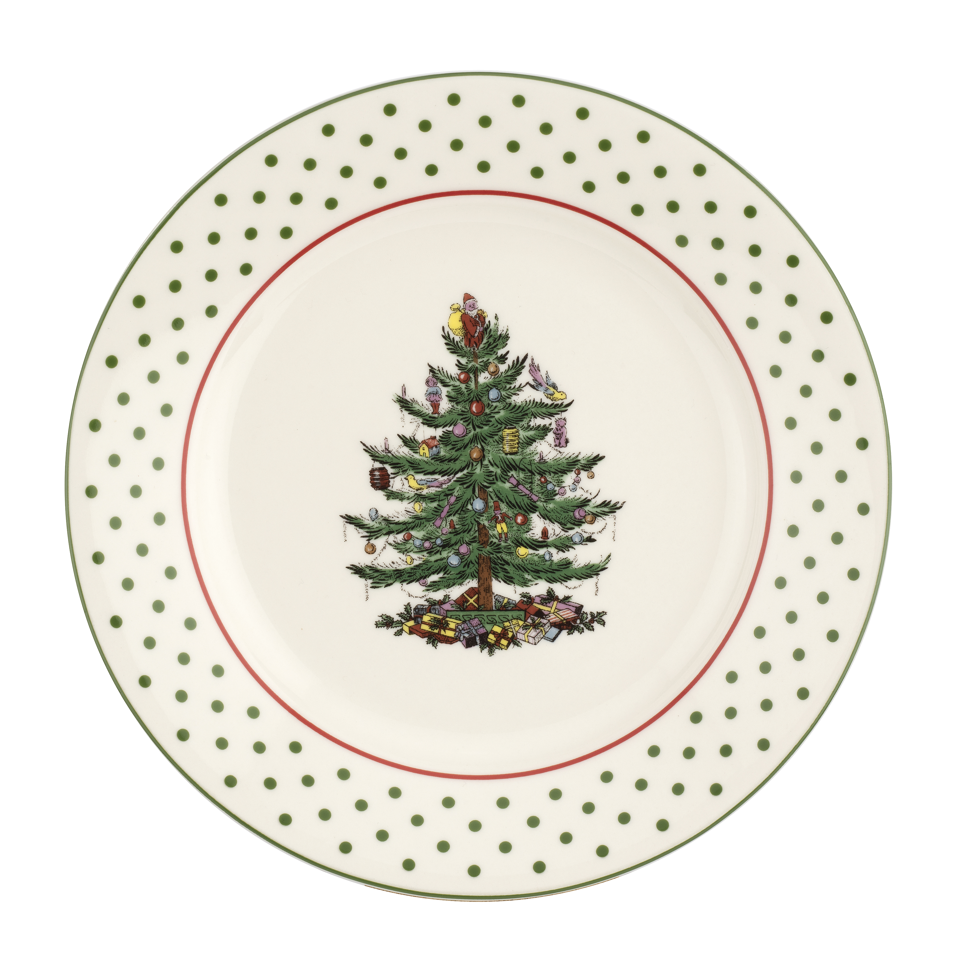 Christmas Tree Polka Dot Set of 4 Dessert Plates image number null